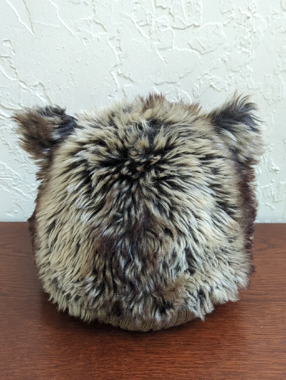Joe Boxer Furry Light Brown Bear Fleece Lined Hat with Sequin Ears One Size